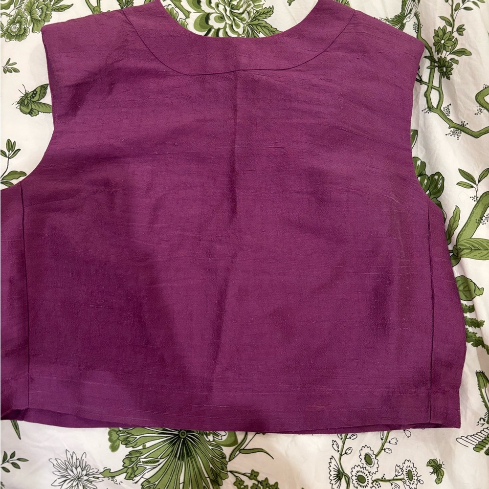 Purple Sleeveless Dupioni silk top
